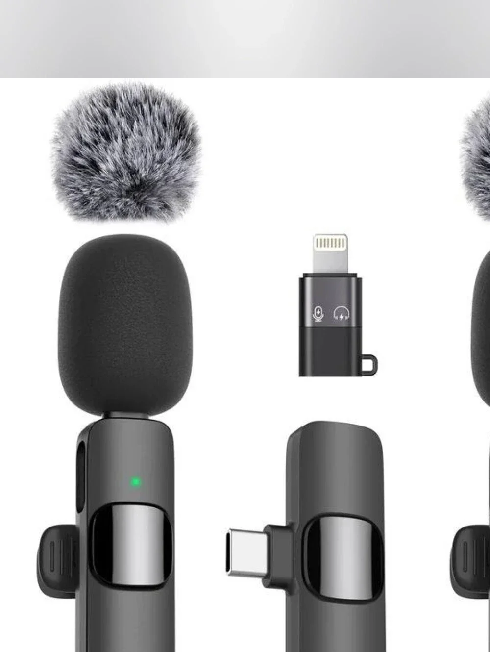 Universal Clip-On Lavalier Microphone with Windscreen - Black